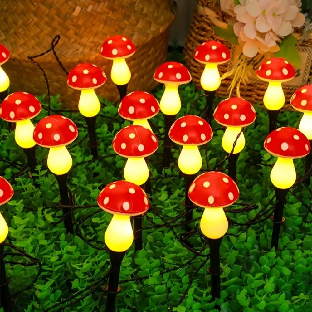 Outdoor Yard Power Stake - 5M10LED/8M20LED Solarne Lampki Grzybki na Paliku,
