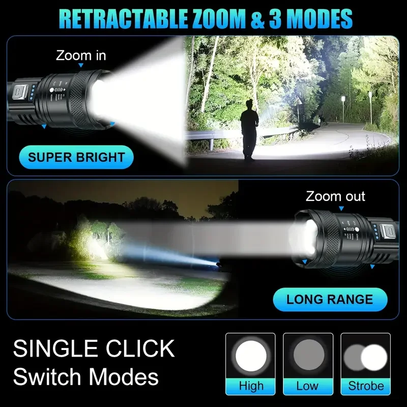 Latarka taktyczna LED 2000LM,  – Outdoor Power Usb recenzja i cena